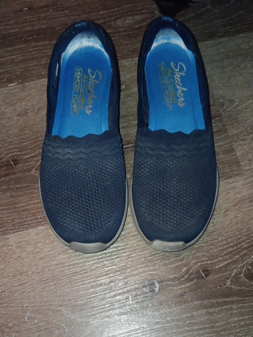 Skechers Navy Blue Slip-On Knit Flats with Blue Insole